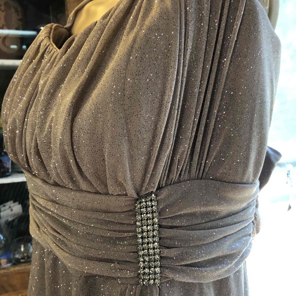 R&M Richards Rose Gold Shimmer Ruched Evening Gown Strapless& jacket Womens 20W - Picture 8 of 11